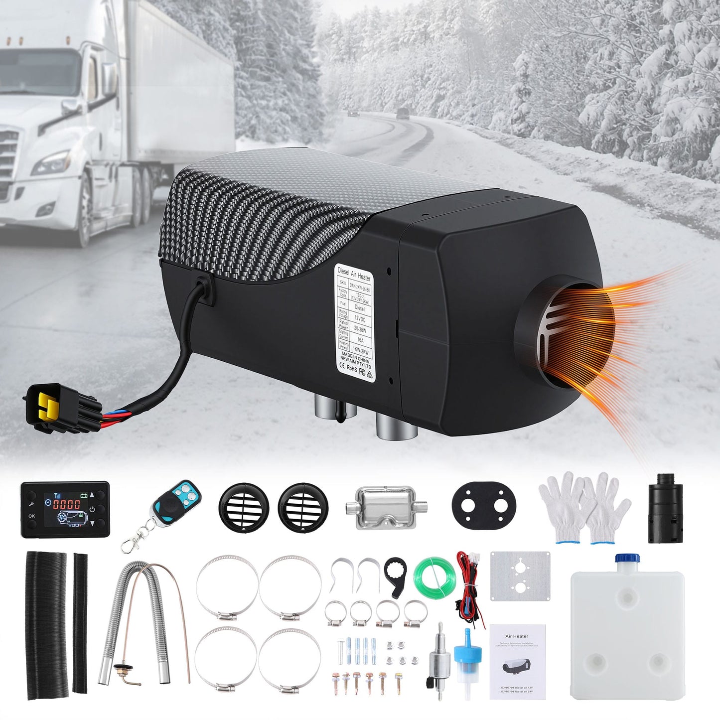 CLEARANCE Diesel Heater 2KW LCD Display Remote Control