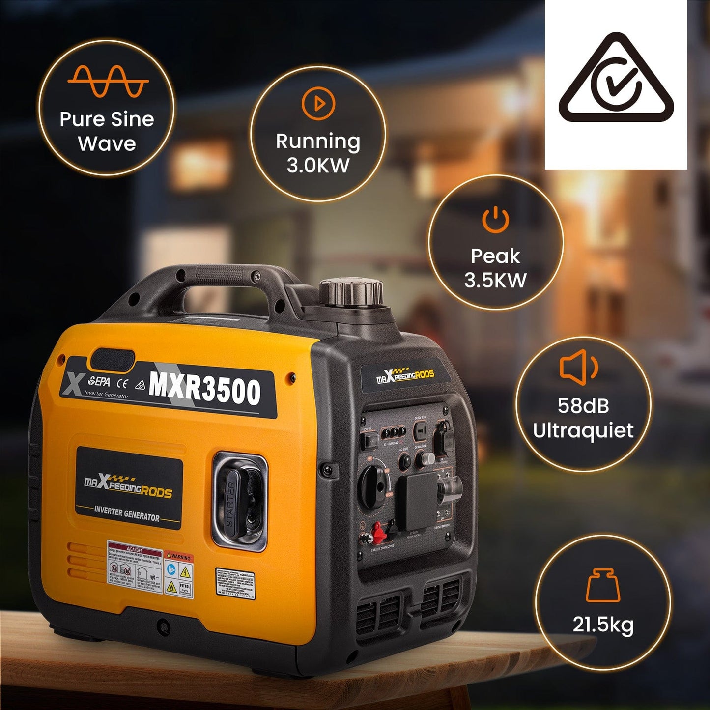 Maxpeedingrods 3.5kw Super Quiet Portable Inverter Generator