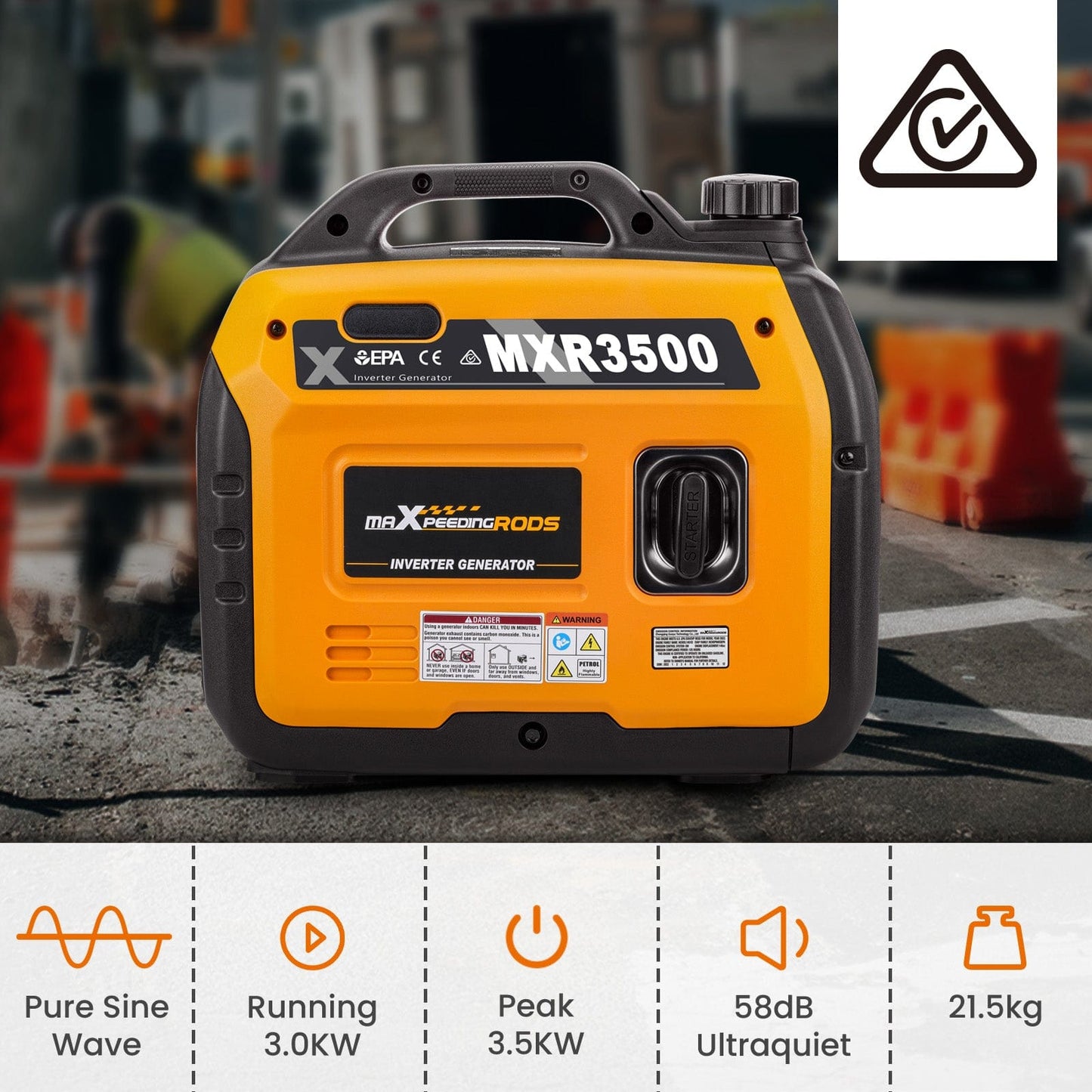 Maxpeedingrods 3.5kw Super Quiet Portable Inverter Generator