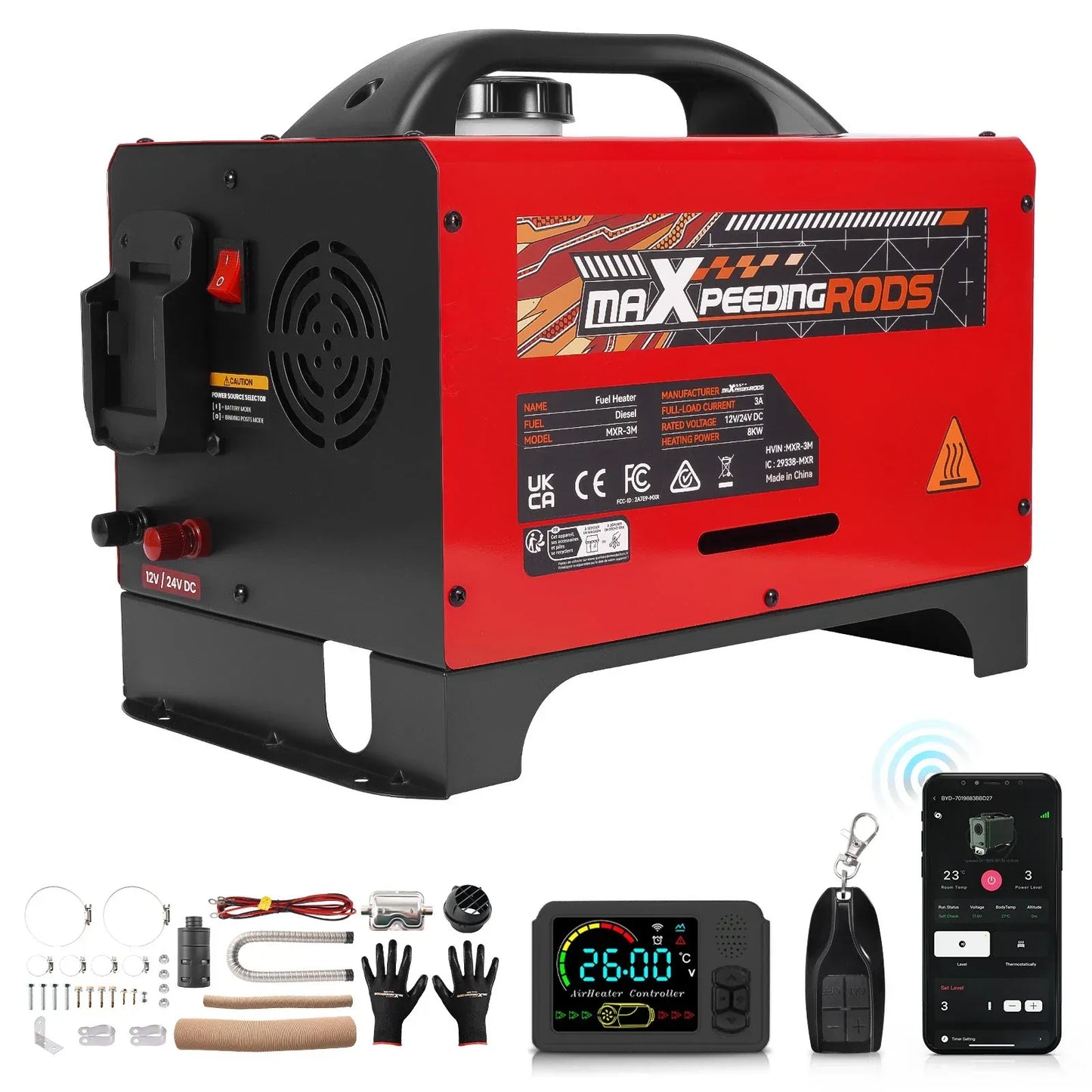 Outback Pro 8KW Portable Diesel Air Heater Compact– 12V Bluetooth LCD + APP Control