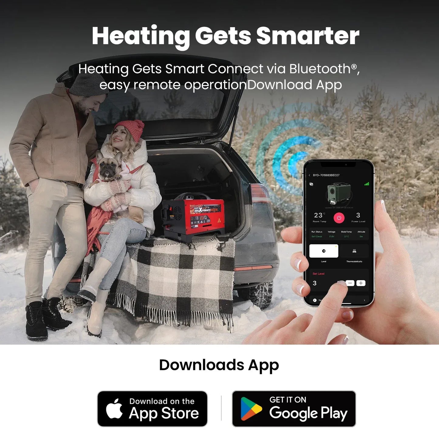 Outback Pro 8KW Portable Diesel Air Heater Compact– 12V Bluetooth LCD + APP Control