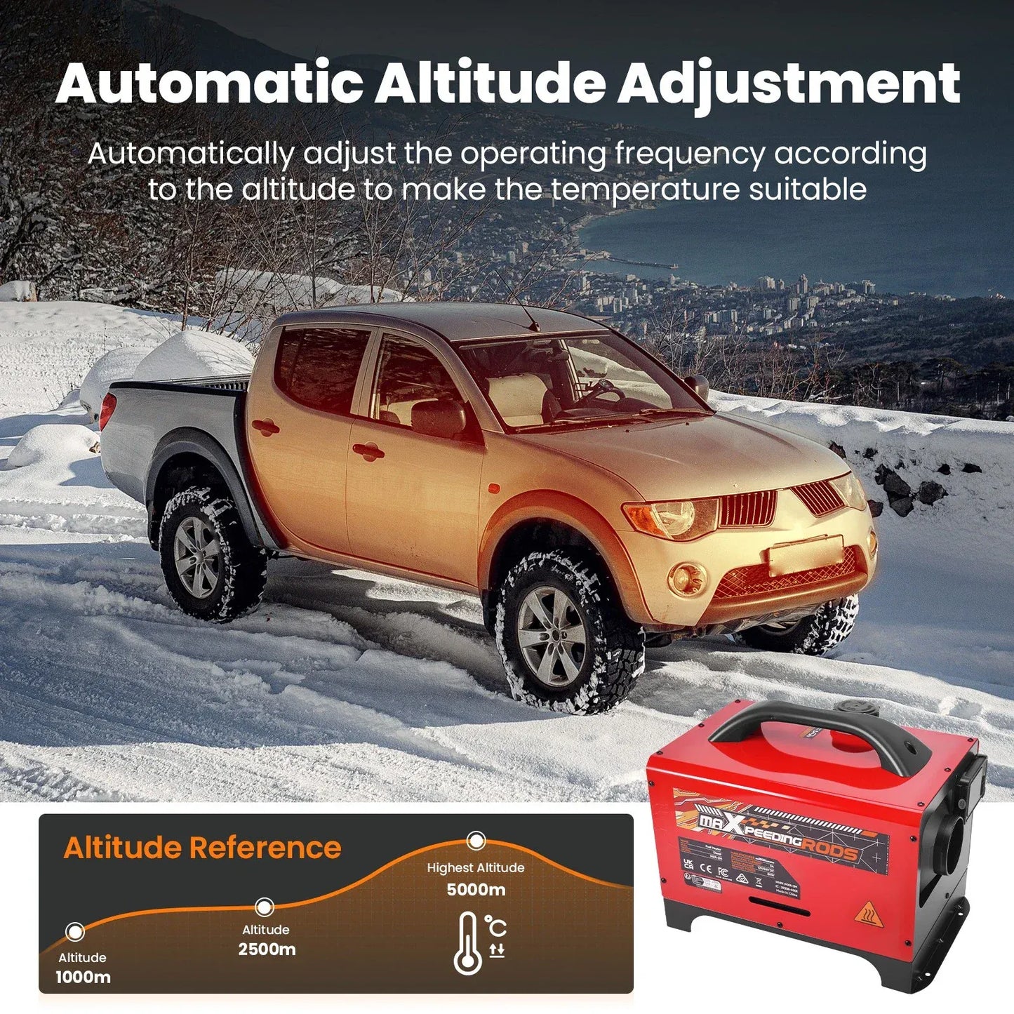 Outback Pro 8KW Portable Diesel Air Heater Compact– 12V Bluetooth LCD + APP Control