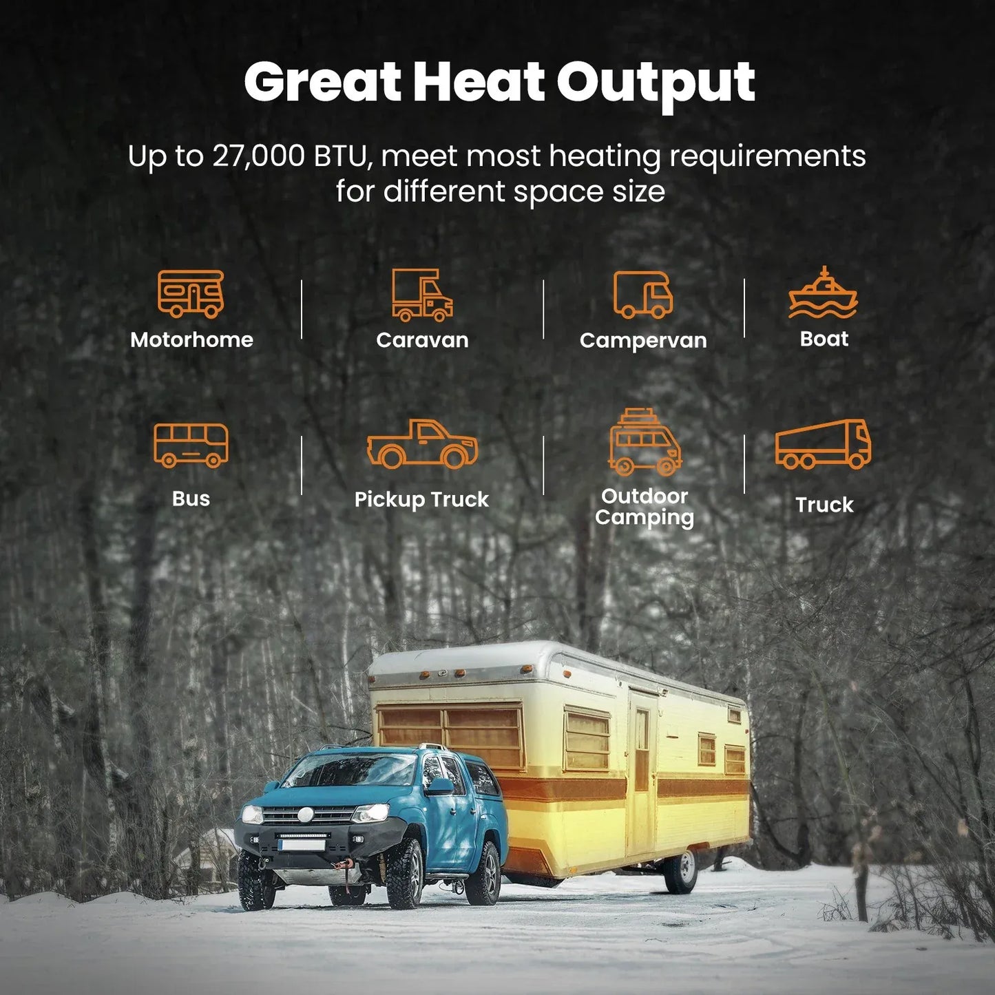 Outback Pro 8KW Portable Diesel Air Heater Compact– 12V Bluetooth LCD + APP Control
