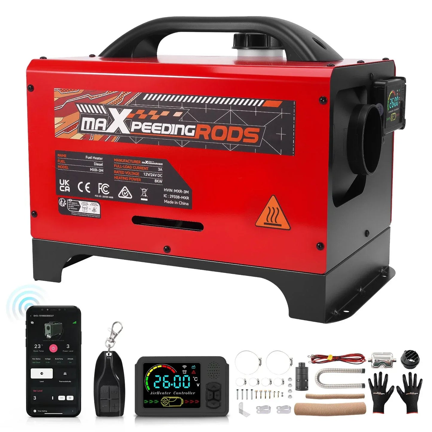 Outback Pro 8KW Portable Diesel Air Heater Compact– 12V Bluetooth LCD + APP Control